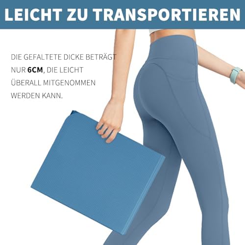 Yogamat, antislip, draagbare fitnessmat, opvouwbaar, lichtgewicht, gymnastiekmat, pilates, sport, reis-yogamat, 183 x 61 x 0,6 cm