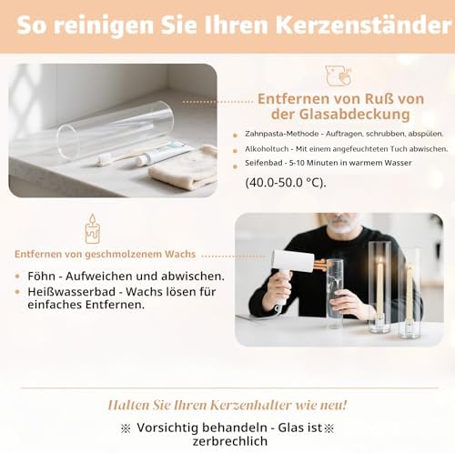Glazen cilinder voor kaarsen Kaarsenhouder voor puntkaarsen: set van 10 stuks 30 cm hoge kaarsenhouders Glazen cilinder zonder voet Kaarsenhouder Lantaarn Tafeldecoratie