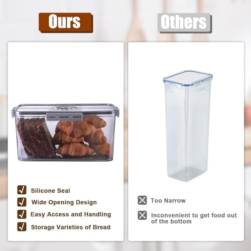 Broodtrommel Broodbak voor de keuken Luchtdicht, broodbak met deksel en tijdsaanduiding, broodbewaring voor zelfgebakken brood, toast, bagels, Dou
