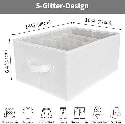 Jeans-organizer, set van 4 broekenorganizers voor in de kledingkast, witte opbergbox, kledingkast, opvouwbare kledingkast-organizer, kleding, T-shirt, trui-organizer