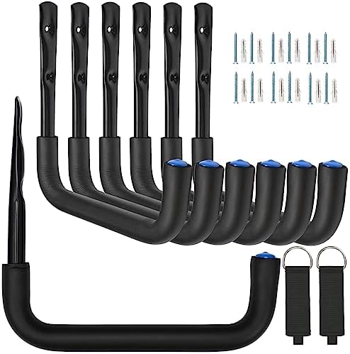 Stevige opberghaken voor garages, wandhouders, garagehaken en organizers, 24 cm, opberghaken voor tuingereedschap, ladders, fietsen, grote voorwerpen, 6 stuks