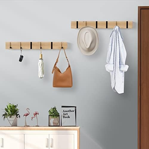 Kapstokhaken, wandmontage, kledinghaken, kapstok met 6 opklapbare haken voor jassen, mantels, hoeden, sjaals, handtassen