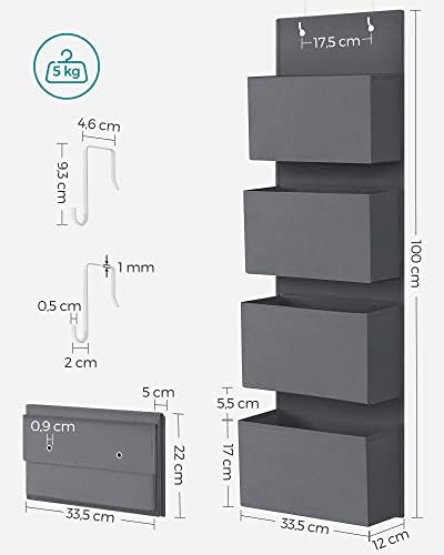 Ging-organizer met 4 vakken – Hangende opbergruimte voor slaapkamer, kantoor, kinderkamer – 33,5 x 12 x 100 cm