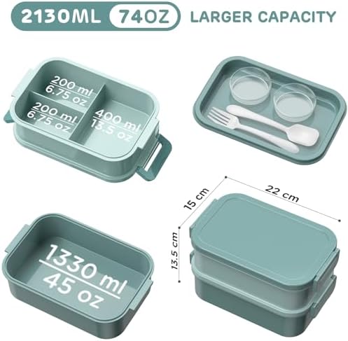 Lunchbox voor volwassenen, grote, lekvrije lunchbox (groen)