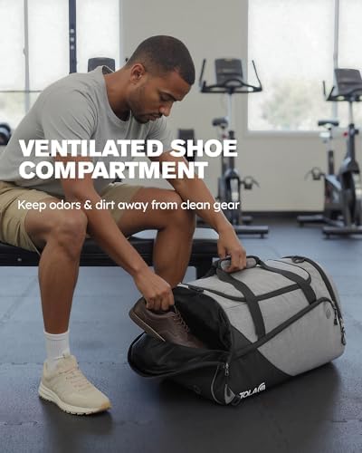 47L sporttas, grote sporttas, rugzak met schoenenvak en natvak, weekreistas, duffelbag, fitness- en trainingstas voor heren en dames, sportschool, R