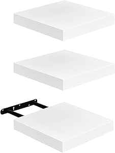 Zwevende plank 3-delige set Compact 20x20cm wandplank MDF voor badkamer, keuken, hal – Wit