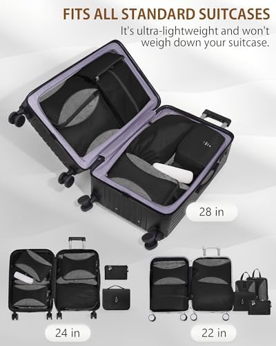 Packing Cubes met compressiefunctie – 10-delige kofferorganizer-set met compressiefunctie, samendrukbare Packing Cubes voor organisatie, Packing Cubes voor koffers