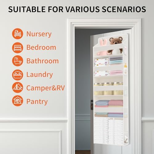 Deurorganizer om op te hangen met 5 vakken, 1 ruime bak en 10 zijvakken, luiertasorganizer voor de babykamer, ophangbare opbergruimte voor de deur