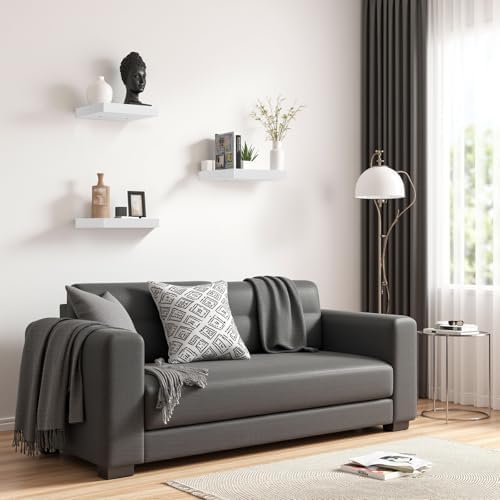 Zwevende plank 3-delige set Compact 20x20cm wandplank MDF voor badkamer, keuken, hal – Wit