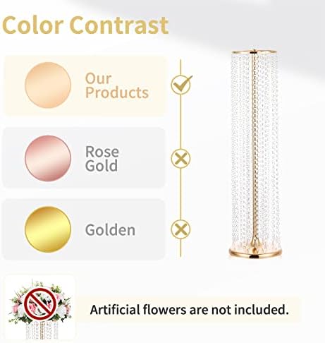 2 x bloemenstandaard, hoog, goud, 90 cm, kristallen bruiloftstafelversiering, metalen bloemenvazen voor feesttafelversieringen, elegante decoratie voor bruiloften, T