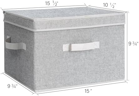 SorageWorks opbergbox van stof met deksel, opvouwbare opbergboxen voor de slaapkamer, decoratieve opbergboxen met deksel, stapelbare opbergboxen met deksel, groot