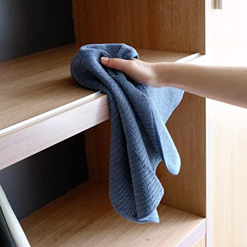 Premium microvezel keukendoek – geribbeld badstof – Blauw/Grijs/Turkoois – 40 x 70 cm – 12-pack