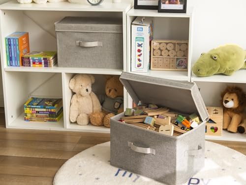 SorageWorks opbergbox van stof met deksel, opvouwbare opbergboxen voor de slaapkamer, decoratieve opbergboxen met deksel, stapelbare opbergboxen met deksel, groot