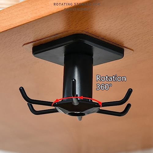 2 stuks 360° draaibare haakrail voor keukengerei, keukengerei-houder met 6 haken, boorvrije keukenhaak, voor keuken/badkamer/garderobe (zwart)