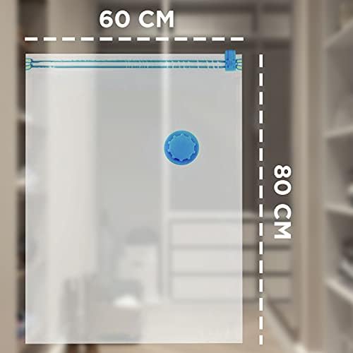 Vacuümzakken – set van 6, groot, 60 x 80 cm | Ruimtebesparende vacuümzakken met veilige dubbele sluiting + ventiel | Voor het opbergen van kleding, beddengoed, handdoeken, dekbedden en kussens