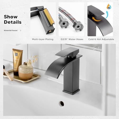Wastafelkraan voor de badkamer Waterval-wastafelkraan voor de badkamer Waterval-wastafelkraan Eengreepsmengkraan Wastafelmengkraan Warm en koud instelbaar (Gr