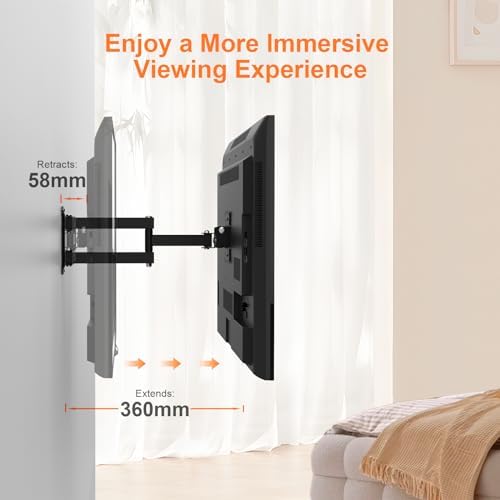 Monitor-wandbeugel voor tv's, voor 13–32 inch monitoren, draaibaar, kantelbaar, uitschuifbaar, tot 20 kg, VESA 100 x 100 mm en 75 x 75 mm