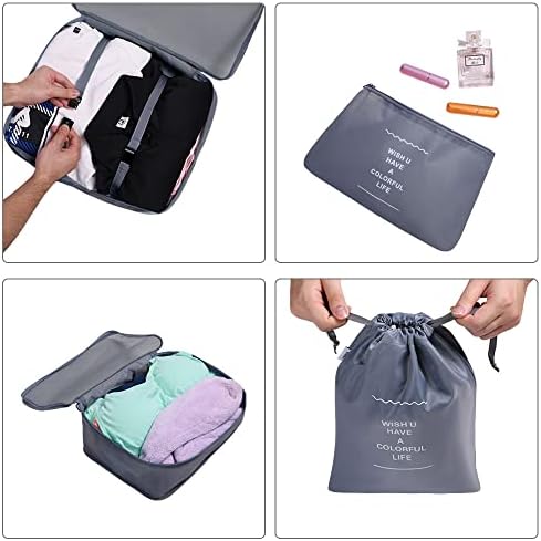 Koffer-organizer-set, opbergkubussen, waterdichte reiskledingzakken, opbergzakken voor koffers, opbergkubussen met toilettas, schoenenzak, USB-kabel