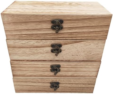 Onbehandelde houten kistjes, rustieke kleine houten kistjes met slot, DIY-opbergdoosjes, opbergdoosjes voor thuis, tafeldecoratie (20 x 1