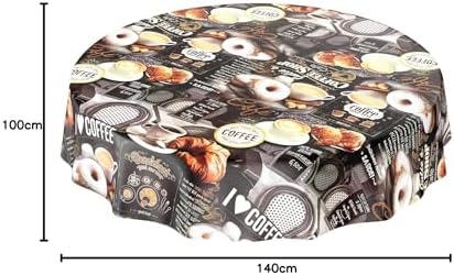 Koffie-bonbon-donuts-tafelkleed van tafelzeil donkergrijs 100x140cm