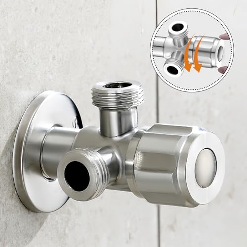 Hoekventiel met ruwe band, hoekventiel 1/2 inch, wateraansluiting, dubbelventiel, hoekventiel met 2 uitlaten 1/2 inch, voor wandschroefdraad 1/2 inch