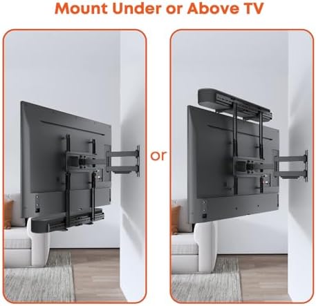 Universele soundbarbeugel voor soundbars met/zonder bevestigingsgaten tot 15 kg, verstelbare soundbarbeugel voor tv-wandbeugel met antislipvoet