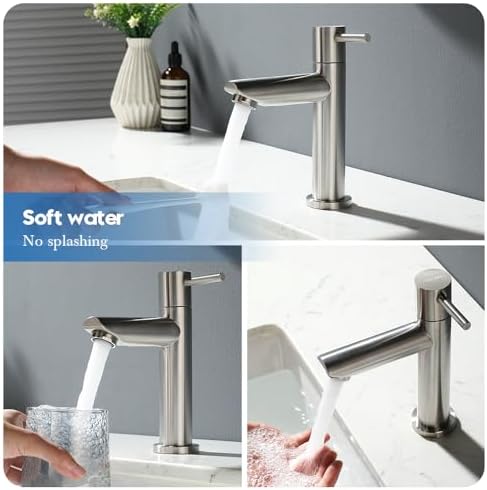 Koudwaterkraan voor gastentoilet, badkamer, alleen koud water, eengreepsmengkraan, wastafelkraan, geborsteld roestvrij staal
