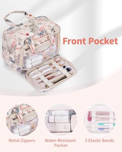 Grote toilettas en make-uptas voor dames, make-uptas voor heren en toilettas in standaardformaat voor kinderen (zwart-luipaardprint)