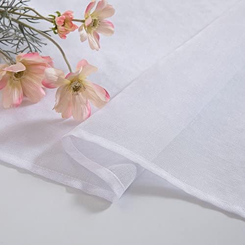 Transparante voile gordijnen met oogjes, set van 2, transparant, luchtig, decoratief, polyester, voor woonkamer, slaapkamer, 140 x 225 cm (B x H), oogjes aan de bovenkant, Wh