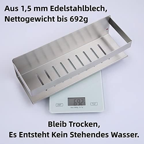 Doucherek zonder boren, doucherek van geborsteld nikkel, wandgemonteerd, roestvrij staal SUS304, roestvrijstalen douchemand, badkamerrek zonder boren, 30 cm, zelf