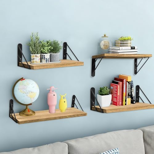 Houten wandplank, set van 3 wandplanken, planken 29/36/42 cm, zwevende houten plank, maximale belasting 40 lbs, voor woonkamer, slaapkamer, badkamer