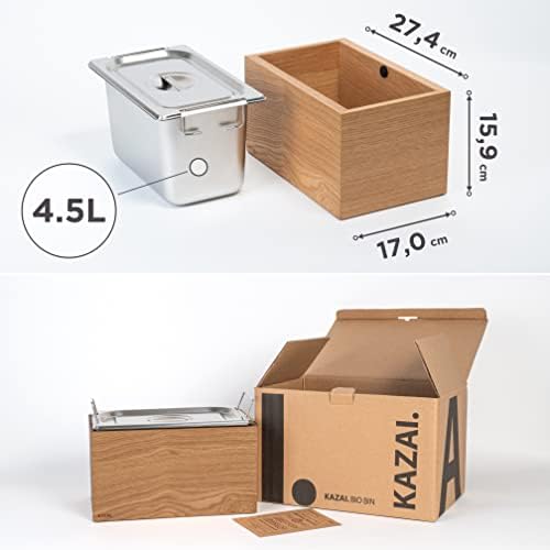 Holma Design bioafvalbak, 4,5 l, vaatwasmachinebestendig en van echt houtfineer, keukencompostbak voor bioafval, eiken