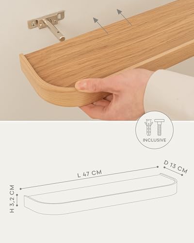 Wandplankenset 'Toke' | 3 hangplanken van echt houtfineer | Zwevende houten plank als wanddecoratie en opbergruimte voor badkamer, woonkamer, keuken, slaapkamer en