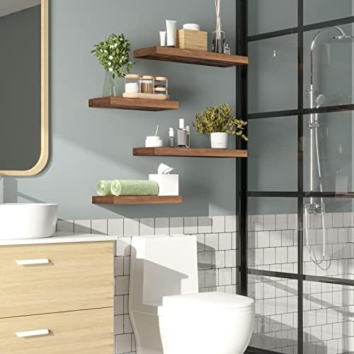 Wandplank, zwevende plank, set van 2, stevige wandplanken, 60 x 20 x 3,8 cm hangplanken, met onzichtbare bevestigingen, voor badkamer, slaapkamer, keuken, kantoor, W