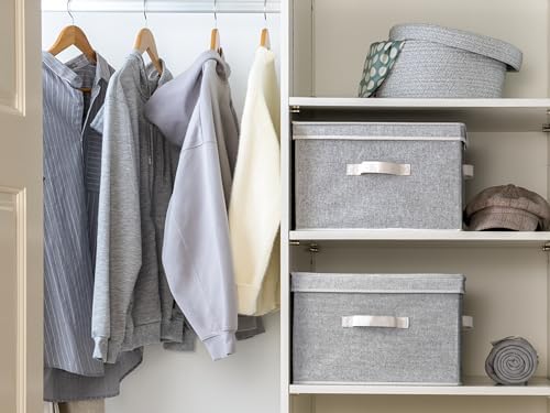 SorageWorks opbergbox van stof met deksel, opvouwbare opbergboxen voor de slaapkamer, decoratieve opbergboxen met deksel, stapelbare opbergboxen met deksel, groot