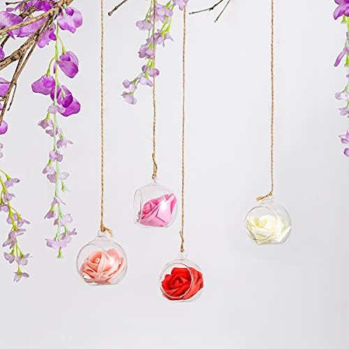 Set van 12 hangende theelichthouders, mini-glazen kaarsenhouders, bollen met een diameter van 6 cm, bolvormig tuinornament, theelichthouders voor Kerstmis, Halloween, bruiloft