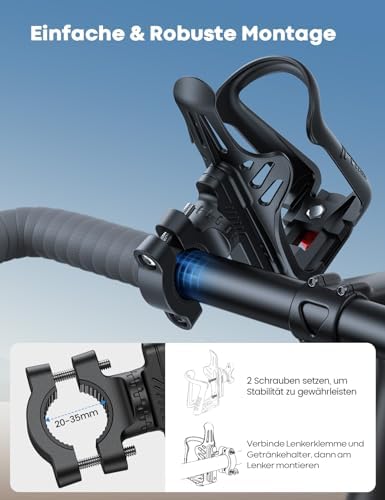 Fleshouder Fiets-drankhouder Motorfiets – [Voor flessen met een diameter van 48–71 mm en max. 500 ml] Drinkfleshouder voor e-bike, MTB, kinderwagen, flessen