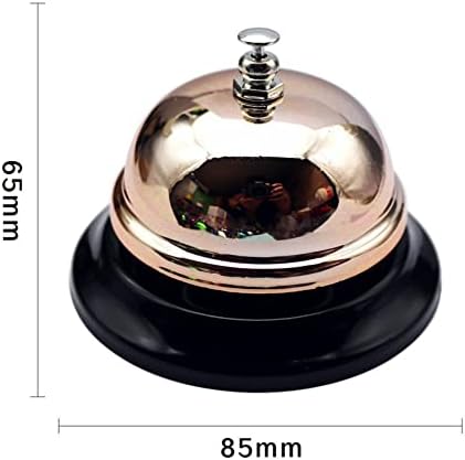 Tafelbel, metalen tafelbel, zeer functioneel, veelzijdig inzetbaar, receptiebel, geschikt voor hotels, restaurants, keukens, scholen, bars (roségoud, Pa