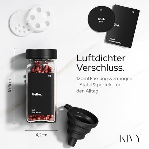 Kruidenrek met glazen potten, incl. 24 kruidenpotjes met etiketten, verstelbaar en geschikt voor alle lades, kruidenpotjes met rek, kruidenorganizer, lade