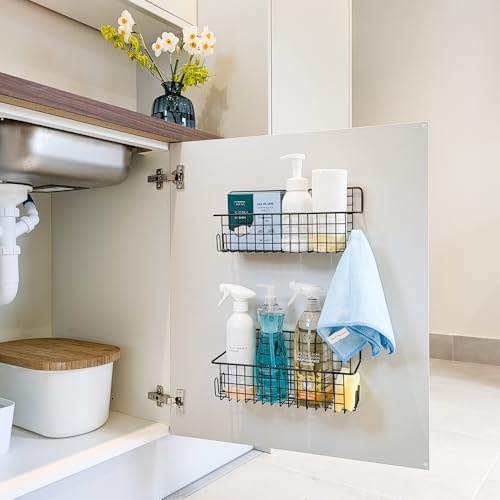 2-delige keuken- en doucheplankenset – Zwart roestvrij staal, zelfklevende, boorvrije en roestvrije wandorganizer voor toiletartikelen, kleine spullen, B