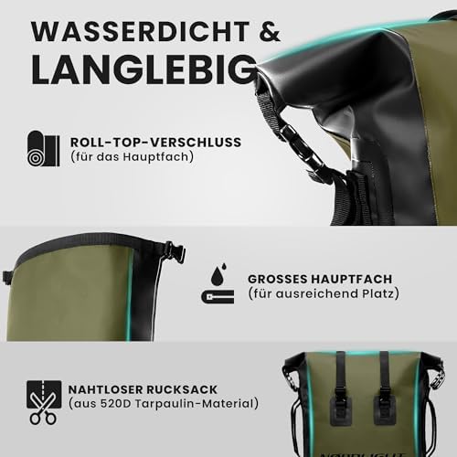 Waterdichte rugzak Dry Bag 35 l Rolltop-rugzak met gewatteerde draagriem, waterdichte tas voor watersport, fietsrugzak, messenger-rugzak, trekking