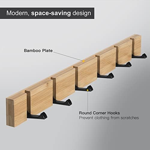 Kapstokhaken, wandmontage, kledinghaken, kapstok met 6 opklapbare haken voor jassen, mantels, hoeden, sjaals, handtassen