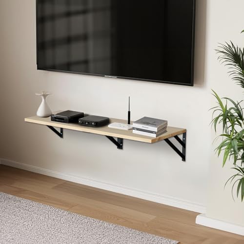 Houten wandplank, 30 cm diep: moderne 40 cm brede planken voor aan de muur, houten plank voor keuken, badkamer, woonkamer – grote zwevende plank voor router, boeken