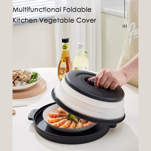 Magnetronafdekking, opvouwbare afdekking voor magnetrons, deksel 27 cm voor fruit en groenten / Magnetron met multifunctionele, opvouwbare vershoudafdekking met voet, verwarmbaar, C