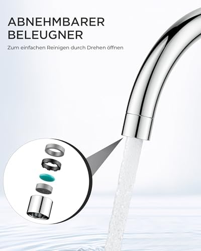 Keukenkraan, mengkraan, roestvrij staal, 360° draaibaar, eengreeps warmwater- en keukenkraan, roestvrij staal, uitloophoogte 238 mm, gepolijst chroom, hoog