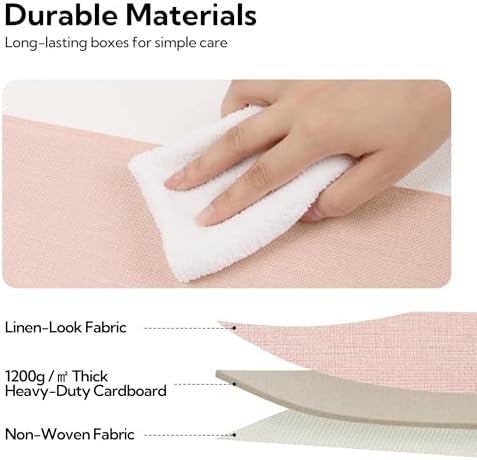 Opbergdozen met stoffen deksel, set van 3 Opbergdozen met deksel voor kasten, roze opbergdozen met deksel, opbergmand voor kledingkasten, opvouwbare organizer