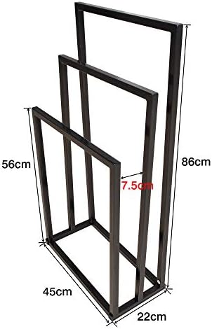 Vrijstaande handdoekhouder, 3-laags organizer voor badkamer en handdoeken, badkameraccessoires, zwart