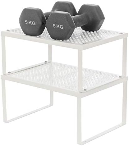 Kruidenrek, set van 4, keukenrek, keukenorganizer, keuken, kruidenhouder, uitbreidbaar, stapelbaar, klein rek, metaal, wit KCS006W01