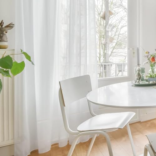 Transparante gordijnen met oogjes, 240 x 140 cm, wit, set van 2