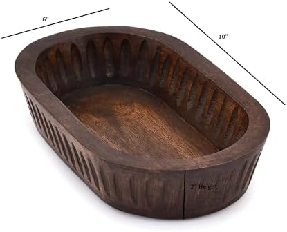Decoratieve schalen van mangohout voor interieurinrichting, decoratieve lange houten schaal als tafeldecoratie (25,4 cm x 15,24 cm x 5,08 cm)